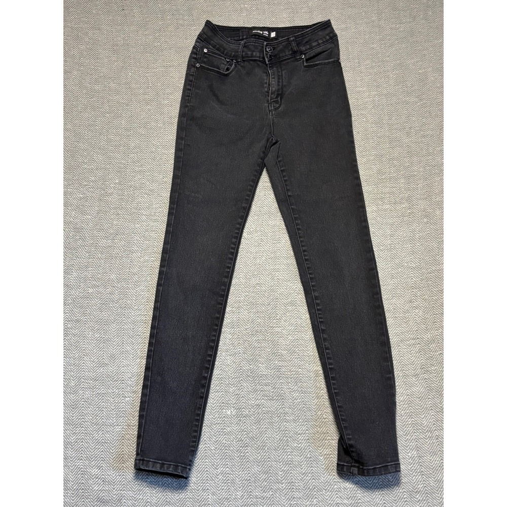 Monkey Ride Jeans Womens Size 7 Black Wash Skinny Denim Pants Style PK6104C‎